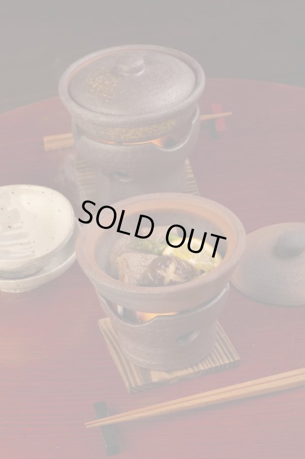 画像1: 焼締（茶）　陶板鍋セット